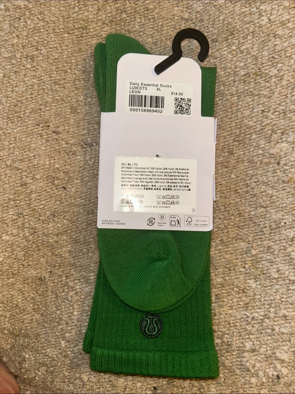 lululemon athletica Green Daily Essential Crew Socks
